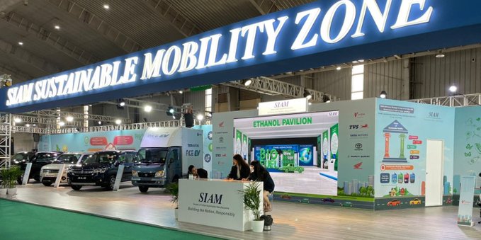 A sustainability mobility zone displaying electric vehicles